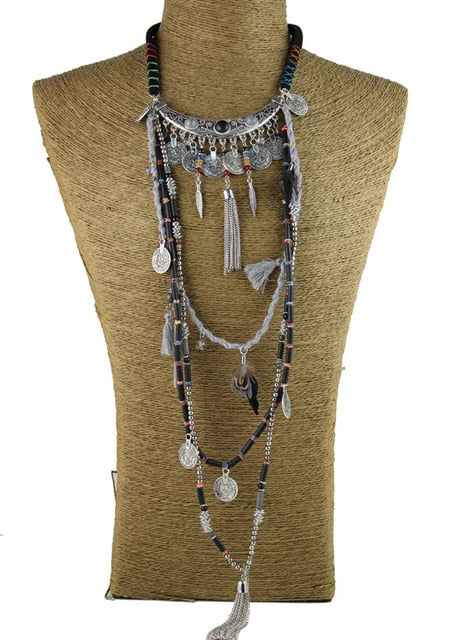 Gypsy Statement Vintage Long Necklace Ethnic jewelry boho necklace tribal collar Tibet Jewelry