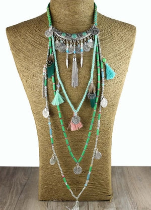 Gypsy Statement Vintage Long Necklace Ethnic jewelry boho necklace tribal collar Tibet Jewelry