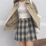 Short Design College Wind Loose Causal Solid Corduroy Long Sleeve Female Jackets