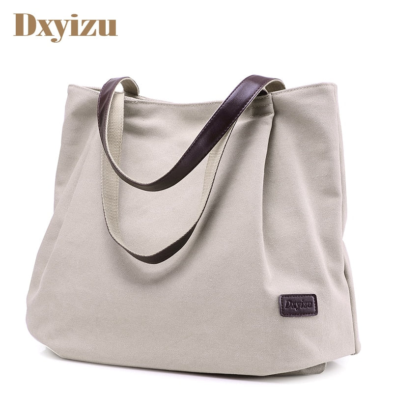 Women Daily Canvas Shoulder Bags Big Size Vintage Travel Tote Large Capacity Women Handbag Solid Casual Multifunctional Bolsos