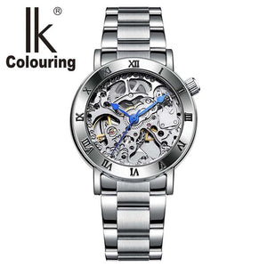 IK 40005 Watch Women Roman Wristwatch Skeleton Auto Mechanical Stainless steel band clock girls regarder