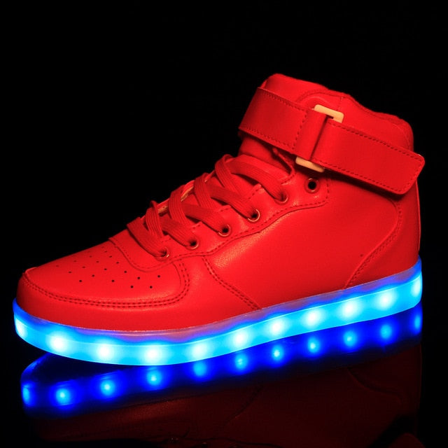 MIUBU Hot Sale Golden Silver Big Size 46 Led Shoes Men Glowing Cool Light Flat Shoes High-top Light Up Boots For Adults