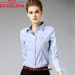 Dudalina Embroidery Female Shirts Lady 2018 Body Blusas Femininas Shirts Women Long Sleeve Tops Roupas Camisas Plus Size