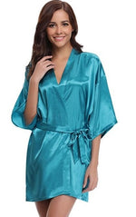 RB032 2018 New Silk Kimono Robe Bathrobe Women Silk Bridesmaid Robes Sexy Navy Blue Robes Satin Robe Ladies Dressing Gowns