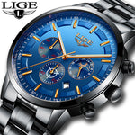 Top  Luxury Brand LIGE Men's Watches Fashion Business Quartz Watch Men Sport Full Steel Waterproof Wristwatch relogio masculino