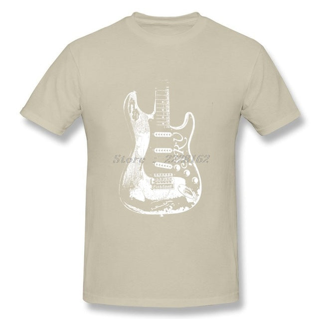 Music T-Shirts Men Guitar Legend Tops with Stevie Ray Vaughan Print T Shirt Big Yards Adult