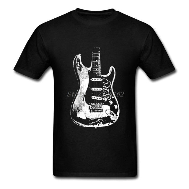 Music T-Shirts Men Guitar Legend Tops with Stevie Ray Vaughan Print T Shirt Big Yards Adult