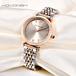 KOVONSH Luxury Fashion Women Watches Lady Watch Stainless Steel Dress Women Watch Quartz Wrist Watches Gift Present Dropshipping