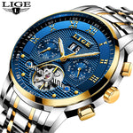 Relogio Masculino LIGE Mens Watches Top Brand Luxury Automatic Mechanical Watch Men Full Steel Business Waterproof Sport Watches