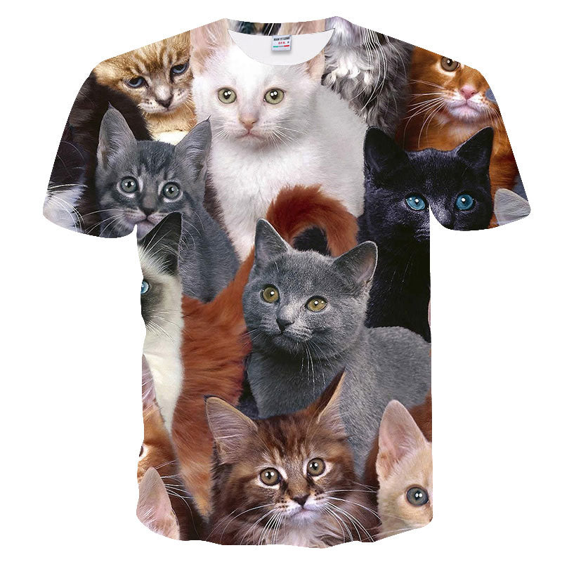 Hot sale Calm cats t-shirt unisex fluffy cuddly terrified cat faces awesome t shirt women men 3D summer tee shirt camisas mujer