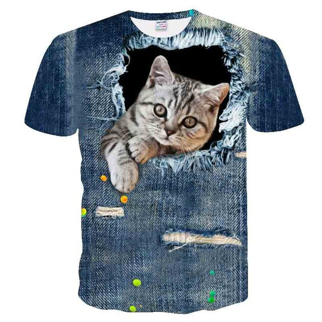 Hot sale Calm cats t-shirt unisex fluffy cuddly terrified cat faces awesome t shirt women men 3D summer tee shirt camisas mujer