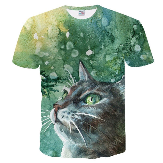 Hot sale Calm cats t-shirt unisex fluffy cuddly terrified cat faces awesome t shirt women men 3D summer tee shirt camisas mujer