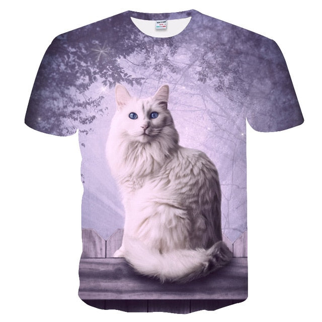 Hot sale Calm cats t-shirt unisex fluffy cuddly terrified cat faces awesome t shirt women men 3D summer tee shirt camisas mujer