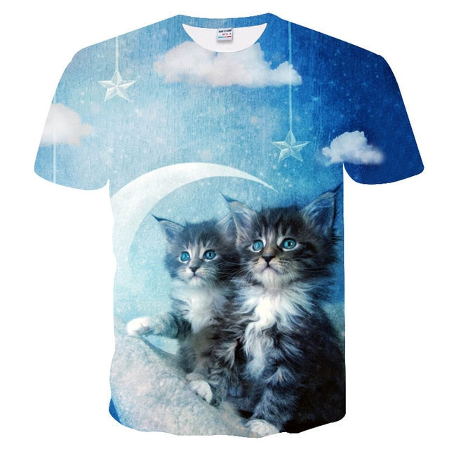 Hot sale Calm cats t-shirt unisex fluffy cuddly terrified cat faces awesome t shirt women men 3D summer tee shirt camisas mujer