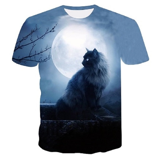 Hot sale Calm cats t-shirt unisex fluffy cuddly terrified cat faces awesome t shirt women men 3D summer tee shirt camisas mujer