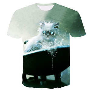 Hot sale Calm cats t-shirt unisex fluffy cuddly terrified cat faces awesome t shirt women men 3D summer tee shirt camisas mujer