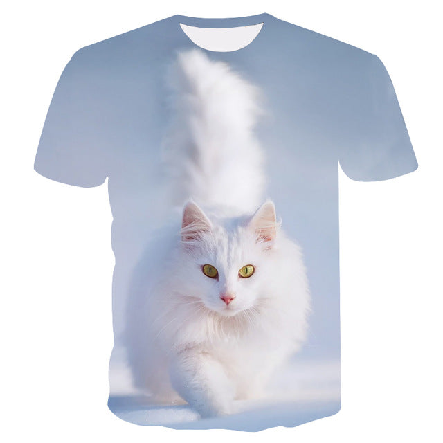 Hot sale Calm cats t-shirt unisex fluffy cuddly terrified cat faces awesome t shirt women men 3D summer tee shirt camisas mujer