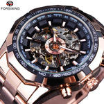 Forsining 2017 Silver Stainless Steel Waterproof Mens Skeleton Watches Top Brand Luxury Transparent Mechanical Male Wrist Watch