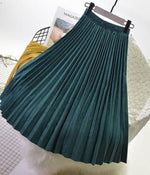 Mid-length girl pleated skirt autumn and winter female 2018 deerskin women's skirts long skirt high waist 10 colors 1881