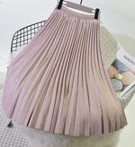 Mid-length girl pleated skirt autumn and winter female 2018 deerskin women's skirts long skirt high waist 10 colors 1881