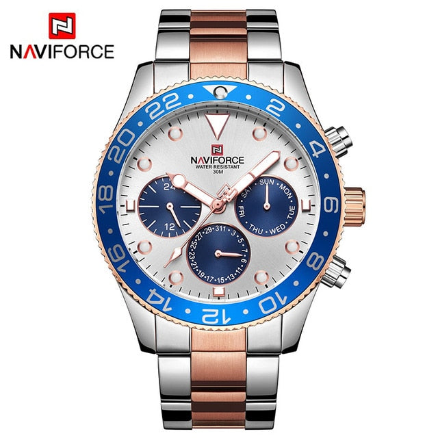 NAVIFORCE Top Luxury Brand Watches Men Fashion Casual Quartz 24 Hours Date Sport Watch Man Full Steel Business Waterproof Clock