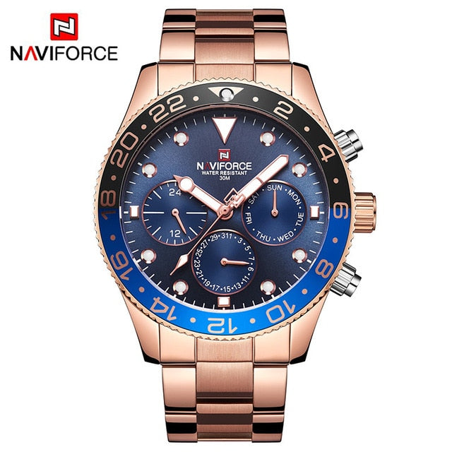 NAVIFORCE Top Luxury Brand Watches Men Fashion Casual Quartz 24 Hours Date Sport Watch Man Full Steel Business Waterproof Clock