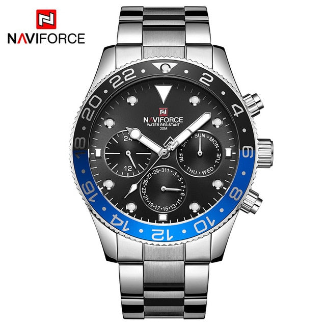 NAVIFORCE Top Luxury Brand Watches Men Fashion Casual Quartz 24 Hours Date Sport Watch Man Full Steel Business Waterproof Clock