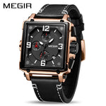 MEGIR Creative Men Watch Top Brand Luxury Chronograph Quartz Watches Clock Men Leather Sport Army Military Wrist Watches Saat