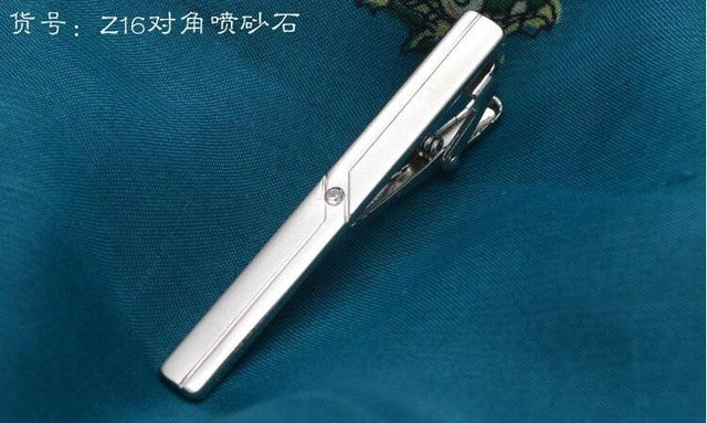 New Metal Silver Tie Clip For Men Wedding Necktie Tie Clasp Clip Gentleman Tie Bar Crystal Tie Pin For Mens Accessories FD2000