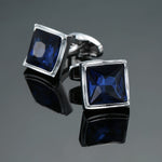 Novelty Luxury Blue white Cufflinks for Mens  Brand High Quality crown Crystal gold silver Cufflinks Shirt Cuff Links