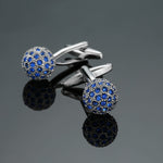 Novelty Luxury Blue white Cufflinks for Mens  Brand High Quality crown Crystal gold silver Cufflinks Shirt Cuff Links