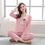 JULY'S SONG Women Pajamas Set Spring Autumn New Thin Cartoon Printed Long Sleeve Cute Sleepwear Casual Homewear Female Pyjamas