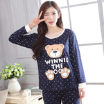 JULY'S SONG Women Pajamas Set Spring Autumn New Thin Cartoon Printed Long Sleeve Cute Sleepwear Casual Homewear Female Pyjamas