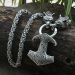 viking wolf head Men stainless steel necklace with viking raven mjolnir pendant norse talisman ethnic jewelry