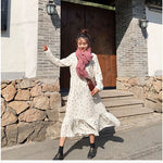 Plus Size 2019 Spring Summer European Style Brand Cothing Loose Long Sleeve Women Dresses Print Dot Linen Vestidos O-Neck Robe