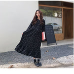 Plus Size 2019 Spring Summer European Style Brand Cothing Loose Long Sleeve Women Dresses Print Dot Linen Vestidos O-Neck Robe