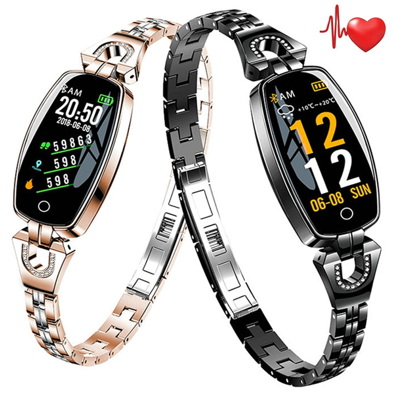 Women Girl Crystal Luxury Smart Watch Pedometer Sport SmartWatch Bracelet Heart Rate Monitor Waterproof Watches For Android iOS