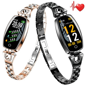 Women Girl Crystal Luxury Smart Watch Pedometer Sport SmartWatch Bracelet Heart Rate Monitor Waterproof Watches For Android iOS