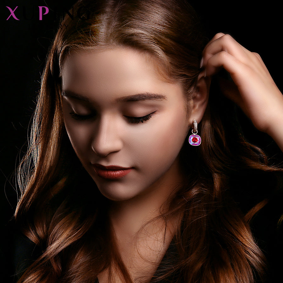 Xuping Jewelry Luxury Exquisite Crystals from Swarovski Gold Color Plated Earrings for Women Valentine's Day Gifts M65-203