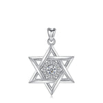 EUDORA 925 Sterling Silver Star of David & Cubic Zirconia Pendant Necklace Fashion Hexagram CZ Jewelry for Anniversary Gift D334