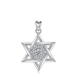 EUDORA 925 Sterling Silver Star of David & Cubic Zirconia Pendant Necklace Fashion Hexagram CZ Jewelry for Anniversary Gift D334