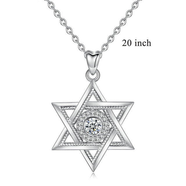 EUDORA 925 Sterling Silver Star of David & Cubic Zirconia Pendant Necklace Fashion Hexagram CZ Jewelry for Anniversary Gift D334