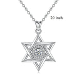 EUDORA 925 Sterling Silver Star of David & Cubic Zirconia Pendant Necklace Fashion Hexagram CZ Jewelry for Anniversary Gift D334