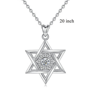 EUDORA 925 Sterling Silver Star of David & Cubic Zirconia Pendant Necklace Fashion Hexagram CZ Jewelry for Anniversary Gift D334