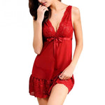 Women Sexy Nightwear Plus Size M-XXL Lace Nightgown Sleepwear Dress G-String Sexy Lingerie Robe (FITS SMALLER THAN USUAL)