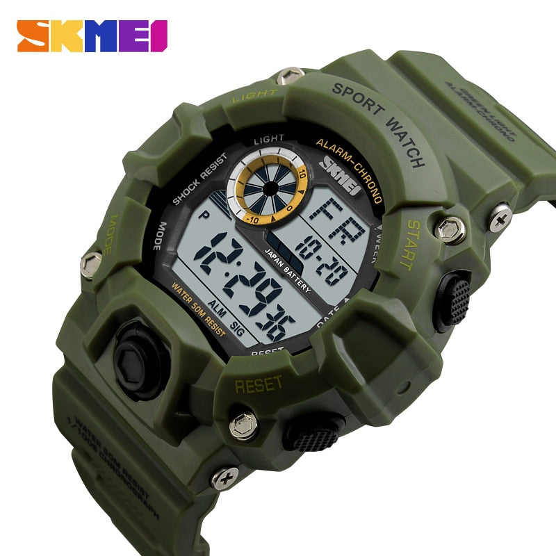 SKMEI Outdoor Sport Watch Men Alarm Clock 5Bar Waterproof Military Watches LED Display Shock Digital Watch reloj hombre 1019