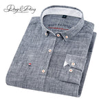 DAVYDAISY 2019 High Quality Men Shirt Long Sleeve Cotton And Linen Turn-Down Collar Dress Solid Casual Shirt Men Camisas DS-240