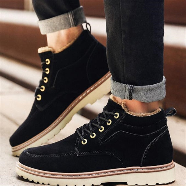 Men's plus velvet plus cotton boots autumn and winter new casual men's shoes to keep warm trend cotton shoes England high to hel