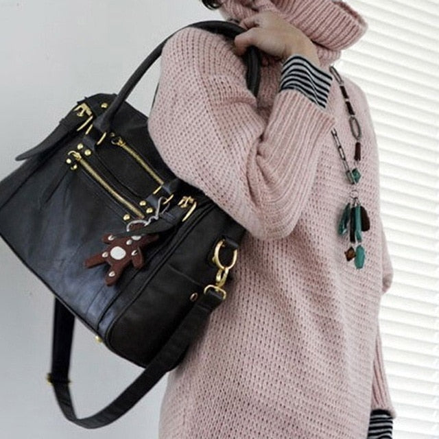 women's Handbag Vintage Belt Bear Casual Tote Female Shoulder Bag Messenger Bag Casual Bag