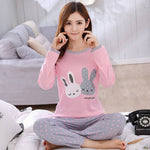 JULY'S SONG Women Pajamas Set Spring Autumn New Thin Cartoon Printed Long Sleeve Cute Sleepwear Casual Homewear Female Pyjamas